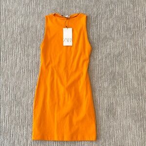 Zara Orange  Mini Dress Mock Neck Sleeveless